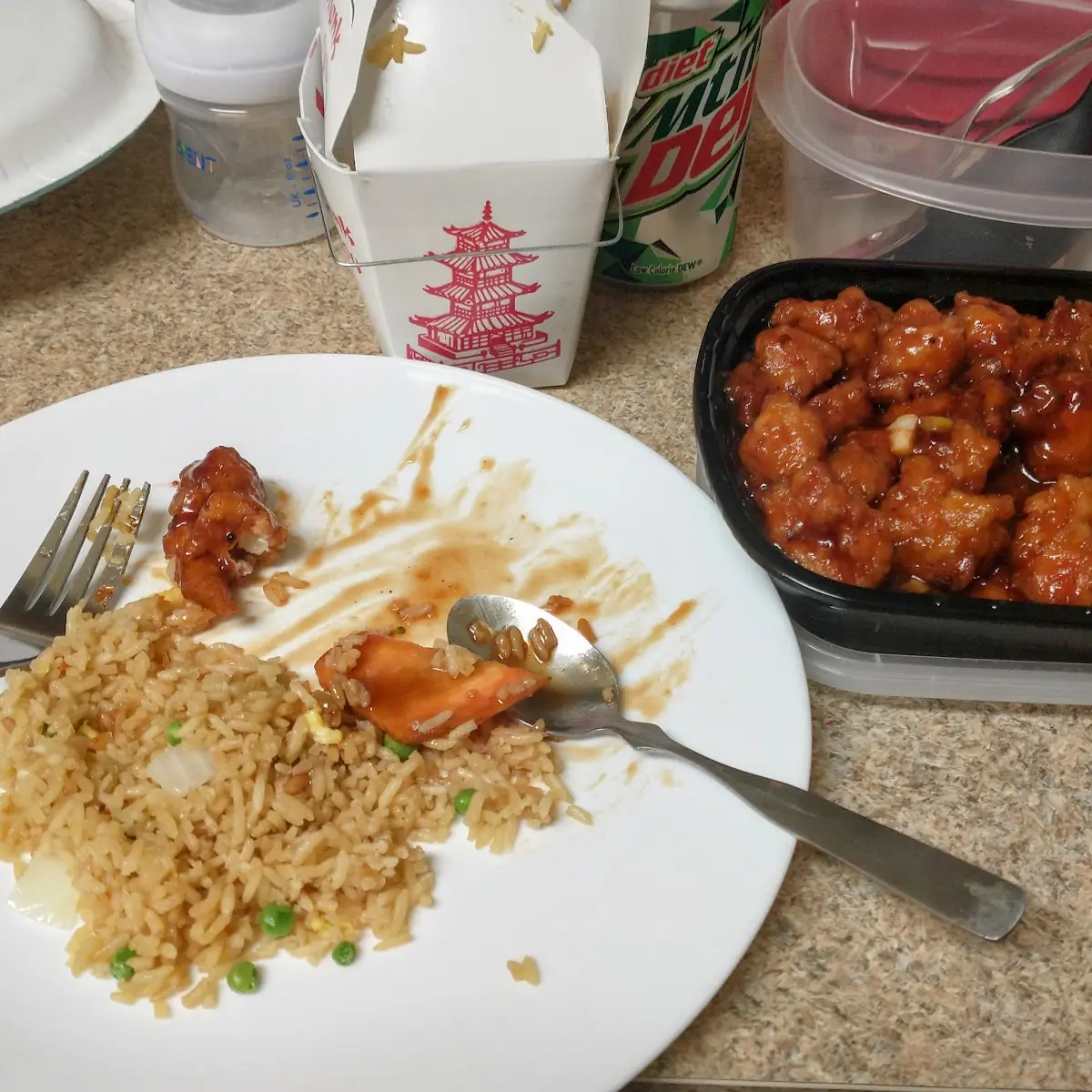Dragon and Phoenix with Mixed Veggies and Fried Rice