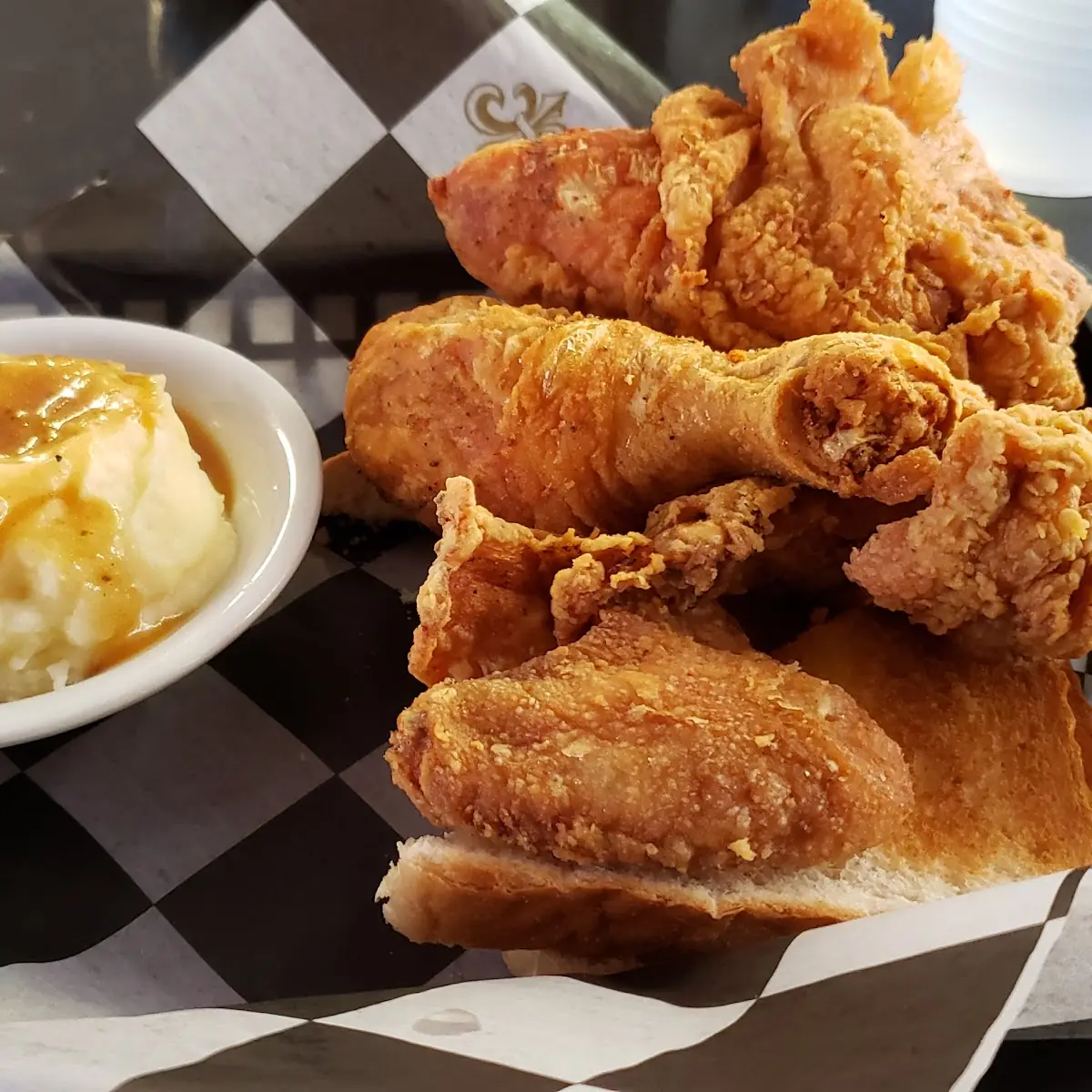 Fried Chicken with Fries and Mashed Potatoes