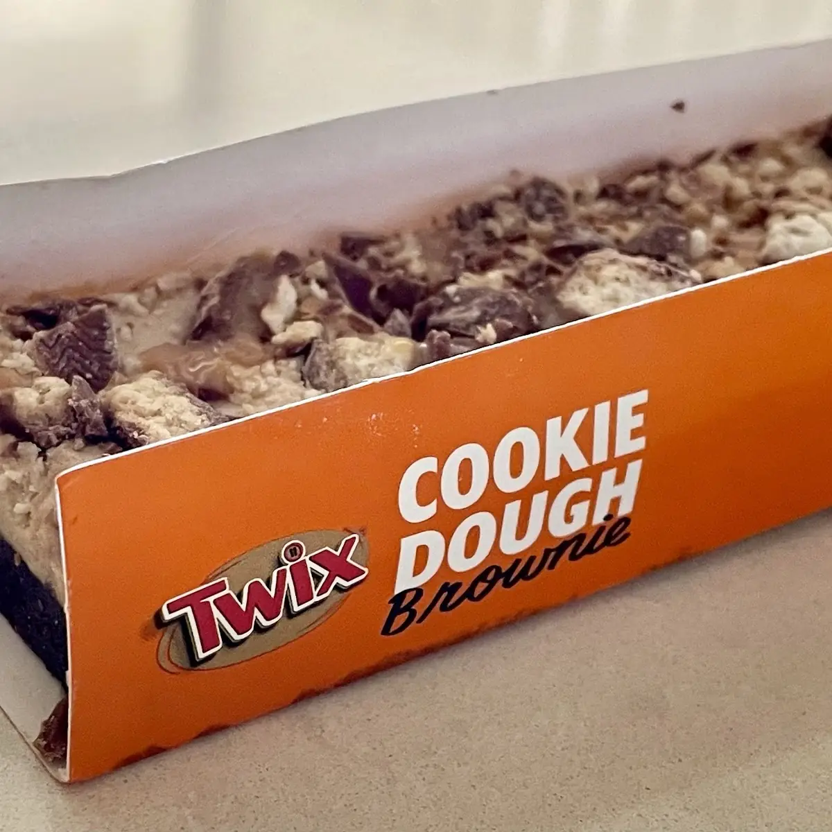Cookie Dough Brownie Made with Twix Cookie Bar PI