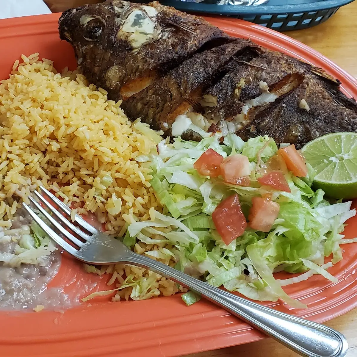 Tilapia Fish with Rice and Beans and Rice