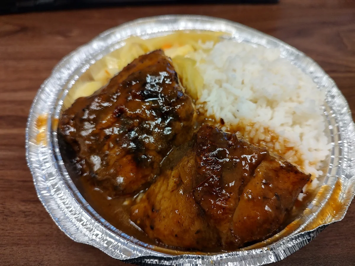 Jerk Chicken Fried Cabbage White Rice