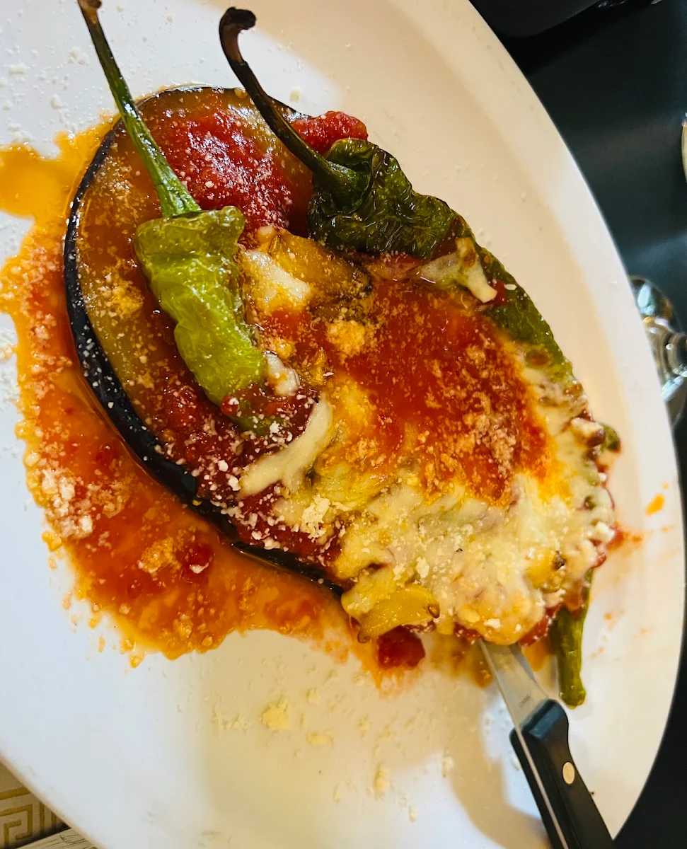 Eggplant in Italian Long Hot Peppers