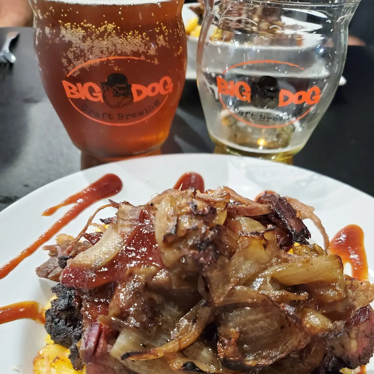 Pulled Pork on Crab Mac and Cheese