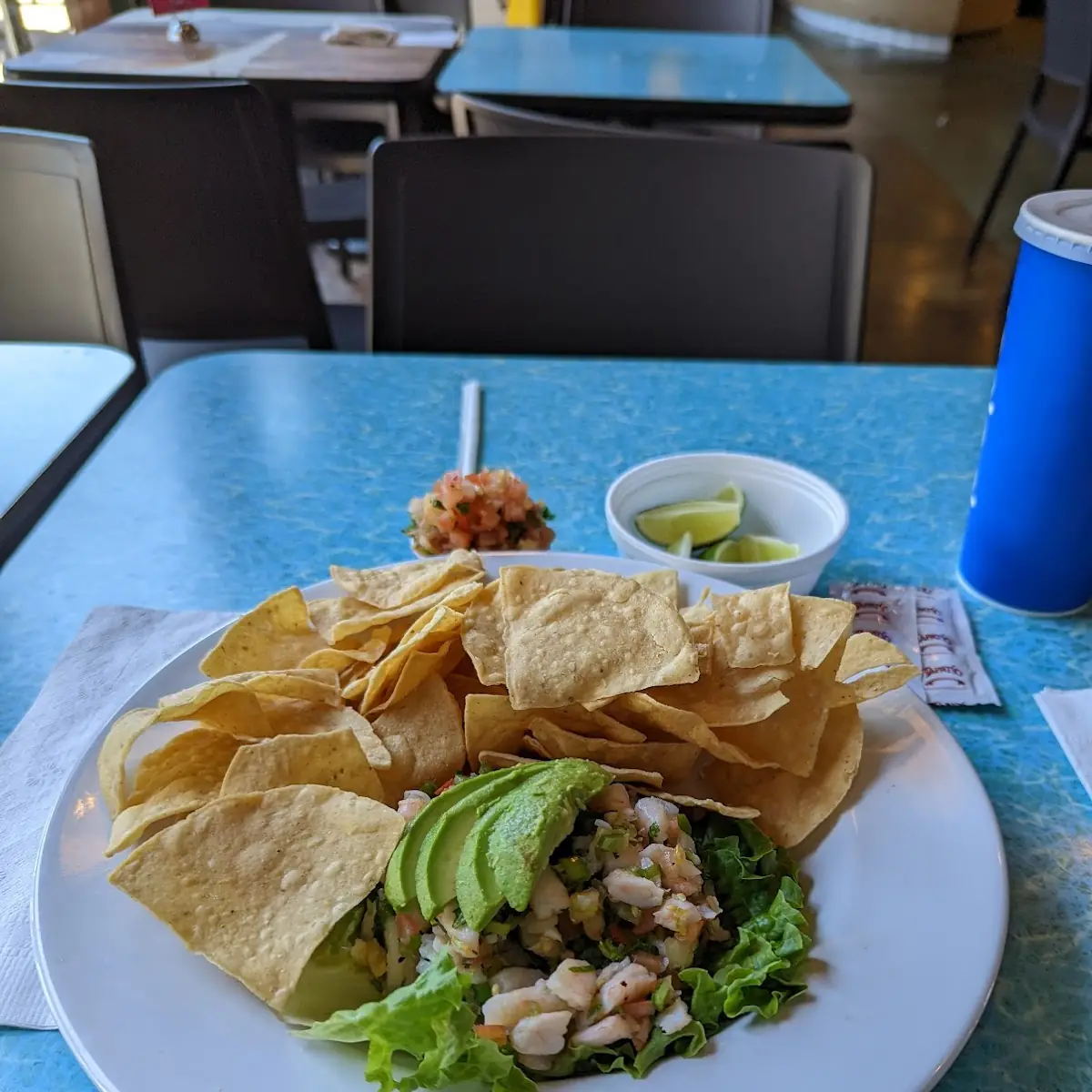 Shrimp Ceviche with Chips and Salsa