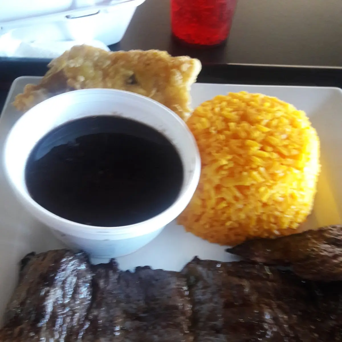 Yellow Rice Black Beans Carne Asada