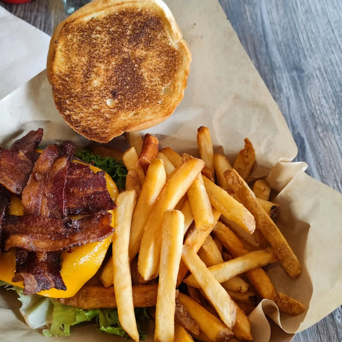 Cheeseburger with Extra Crispy Bacon