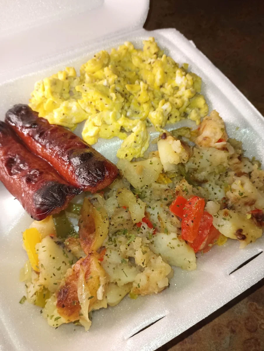 Scrambled Eggs Sausage and Home Fries