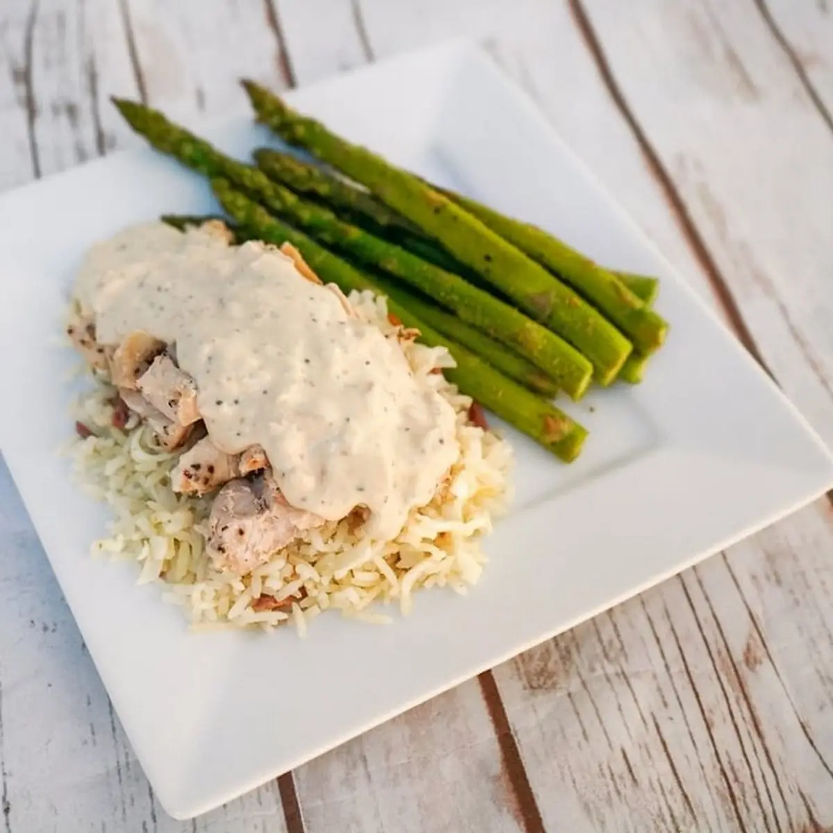Asparagus Gouda Chicken Bowl