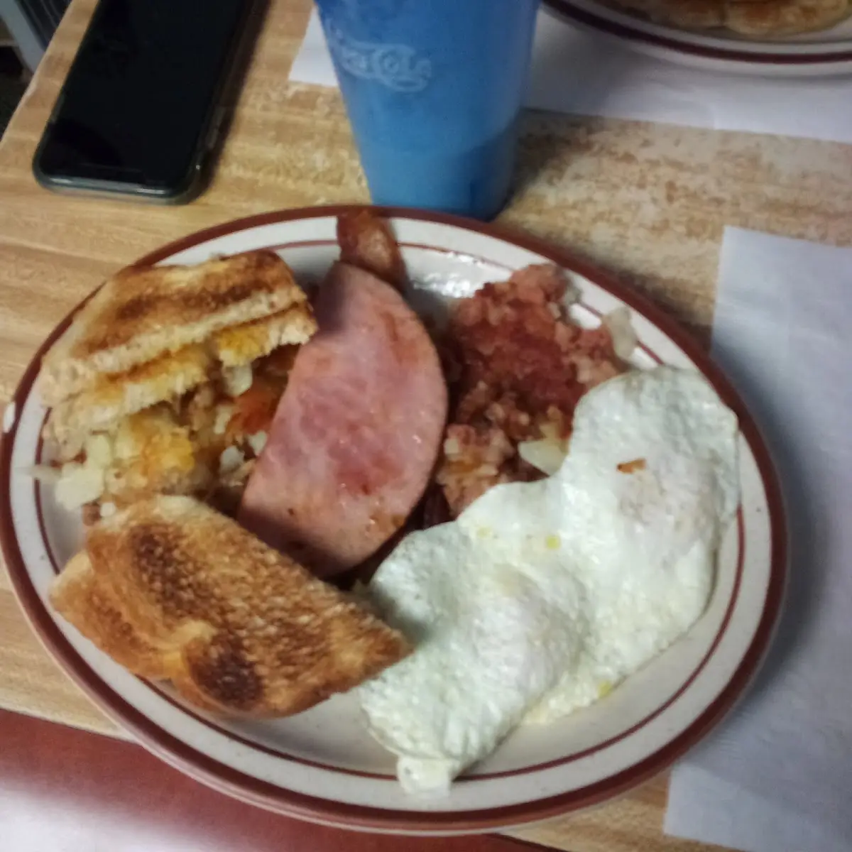 Tha'Two Eggs Corned Beef Hash Home Fried Potatoes Ham Bacon Sausage Toast