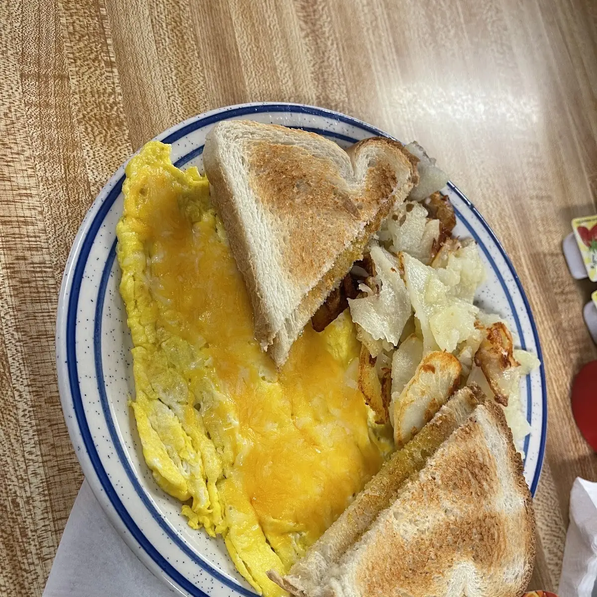 Three-Egg Cheese Omelet with Toast