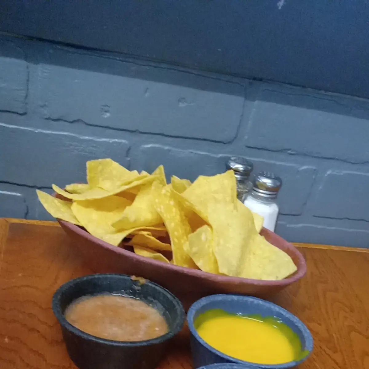 Chips and Salsa with Cheese Dip