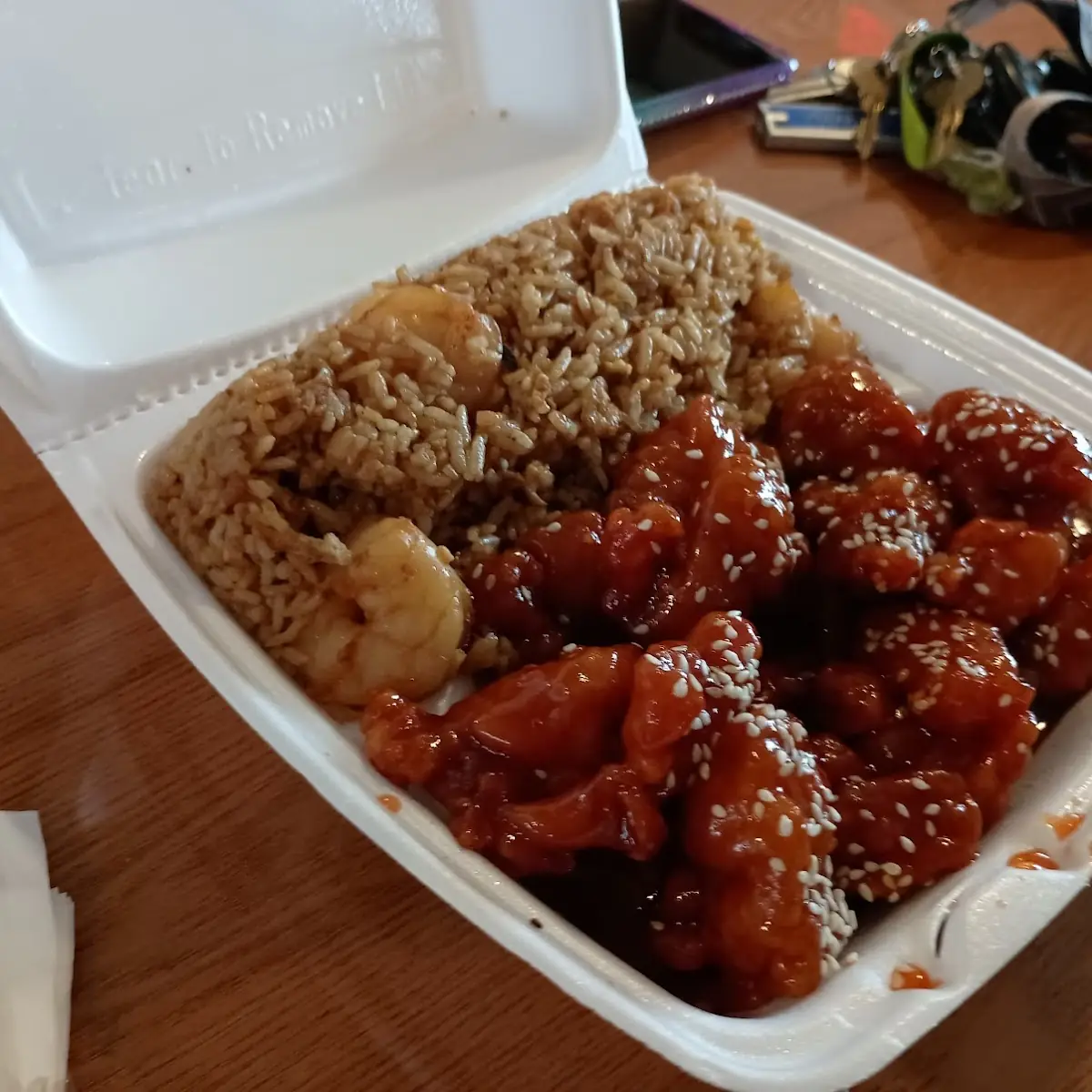 Sesame Chicken w Shrimp Fried Rice