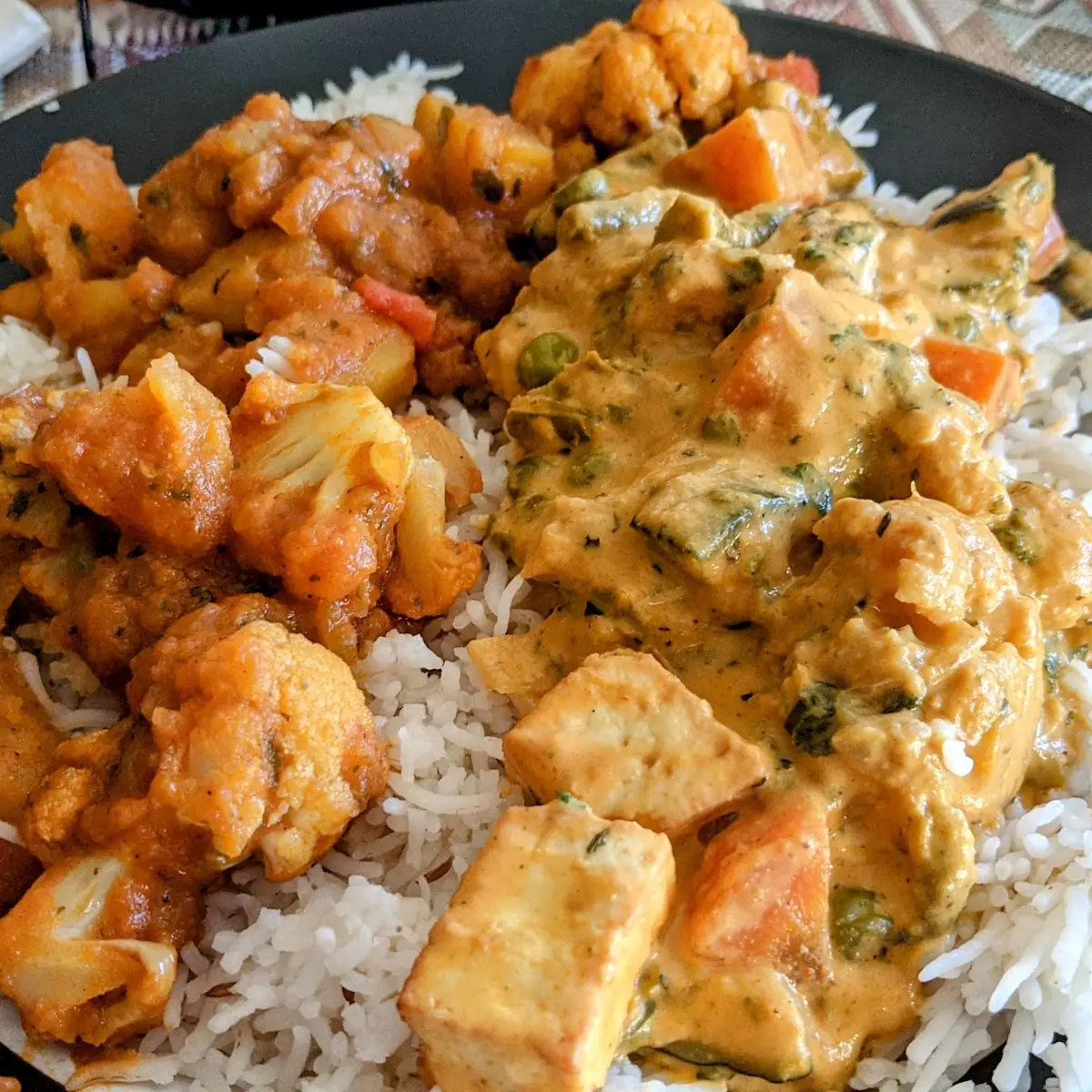 Aloo Gobi and Veg Korma