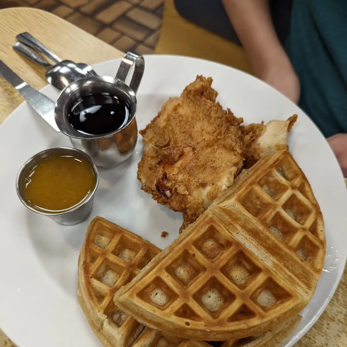 Chicken & Waffle Scrambled Eggs with Cheese