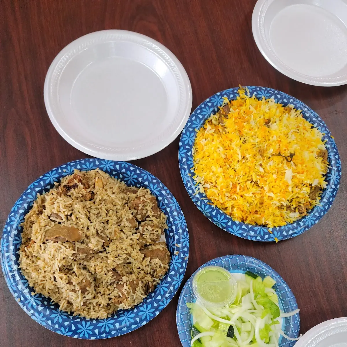 Goat Biryani Beef Tehari & Salad
