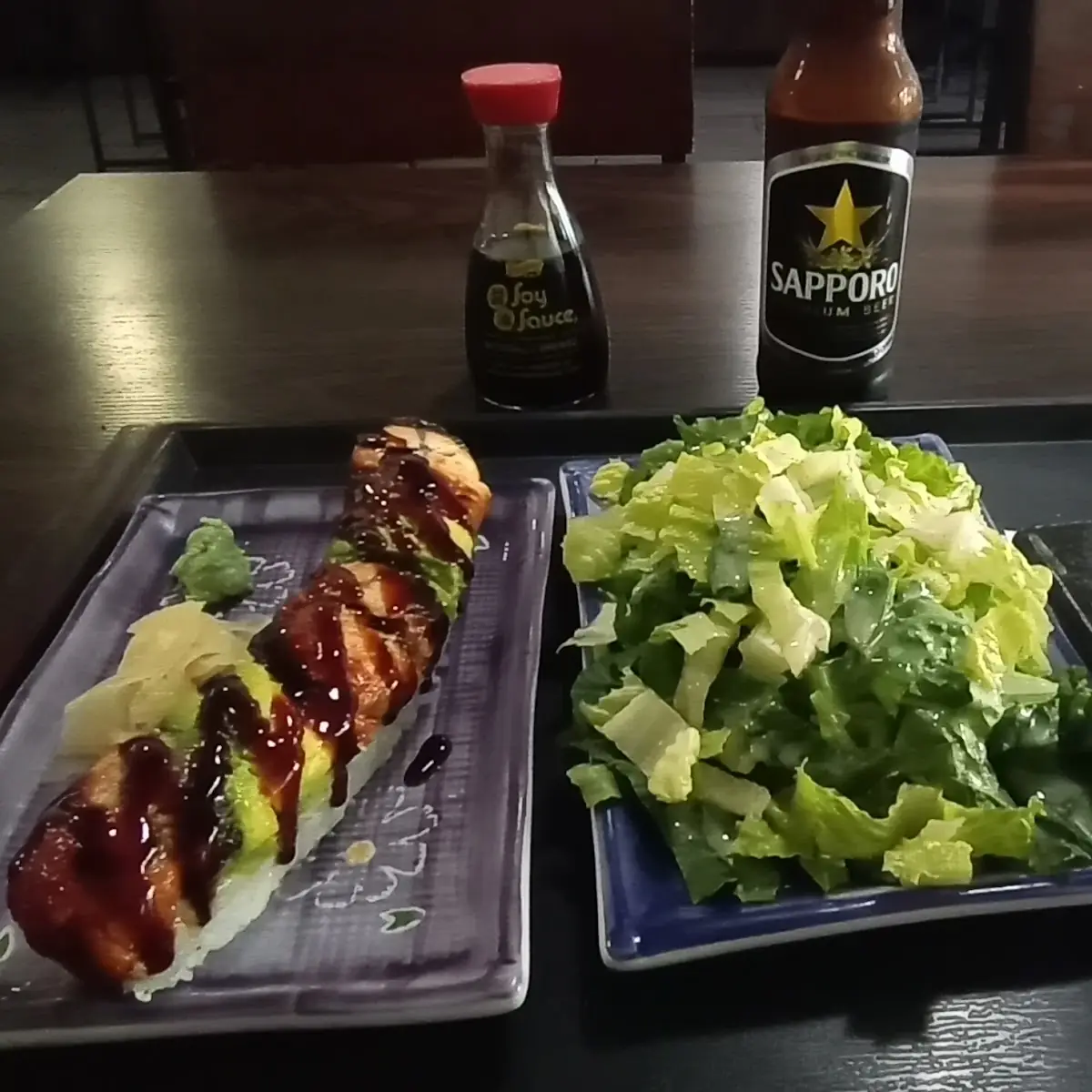 Unagi Roll with a Green Salad