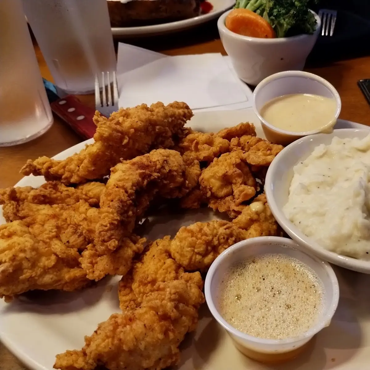 Chicken Fritters with Garlic Mashed Potatoes