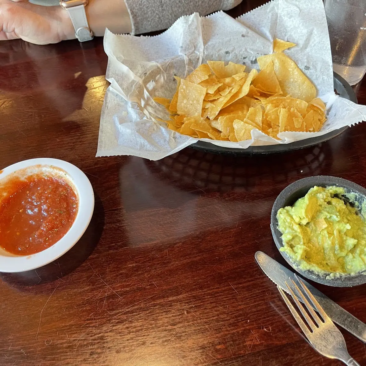 Chips Salsa and Guacamole Dip