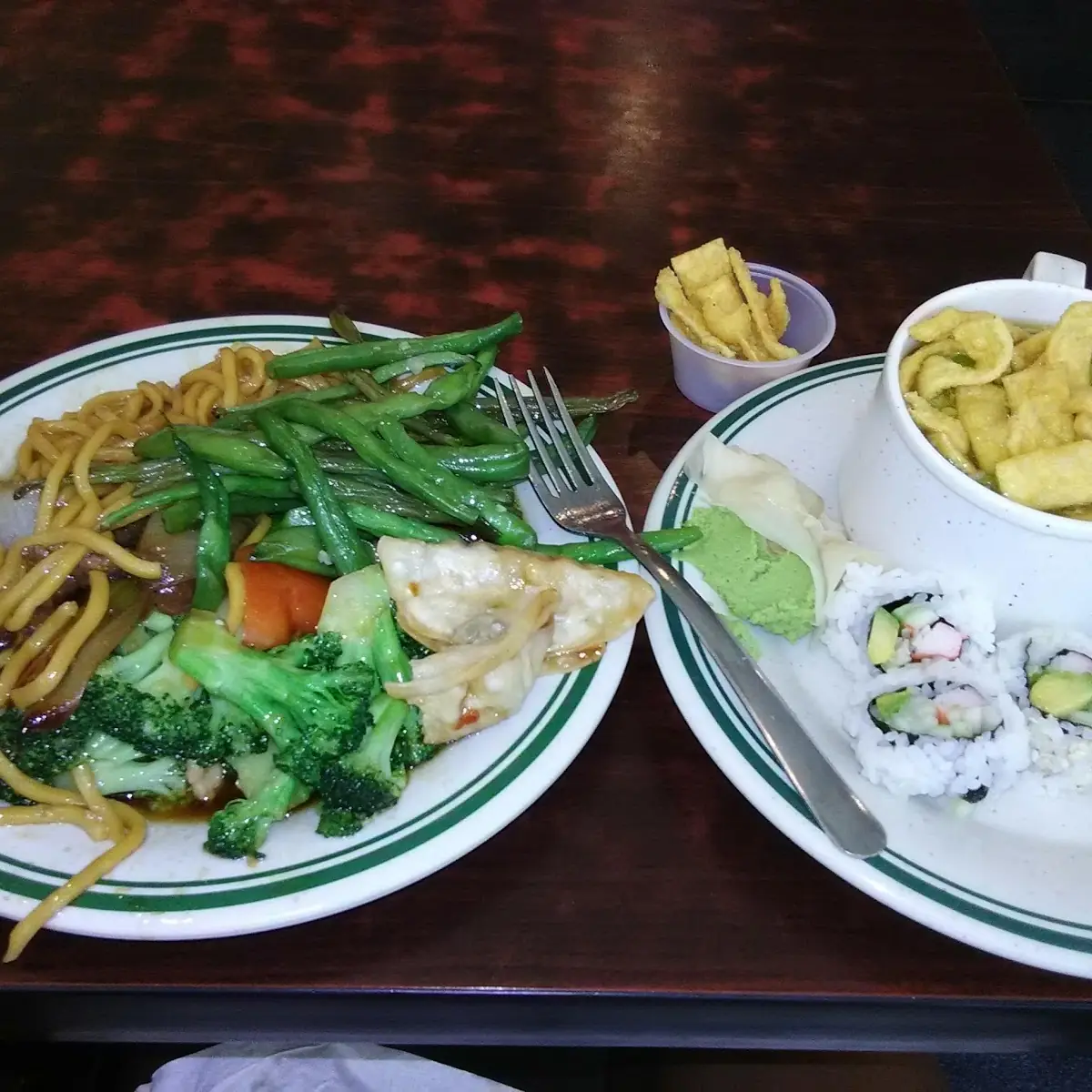 Chicken Broccoli and Sushi