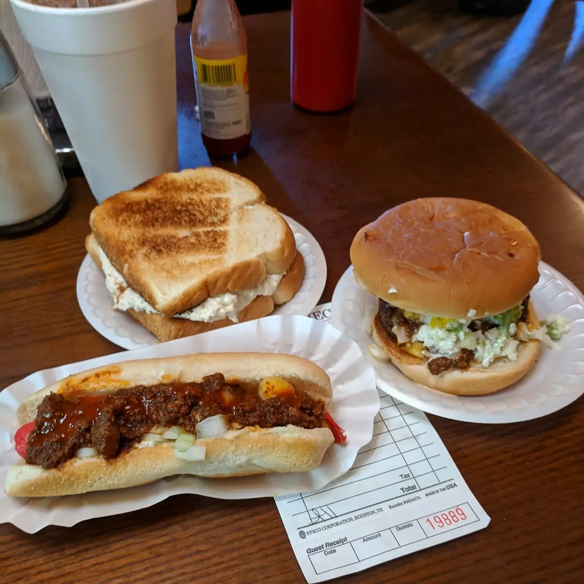 Hot Dog Chicken Salad and Cheeseburger