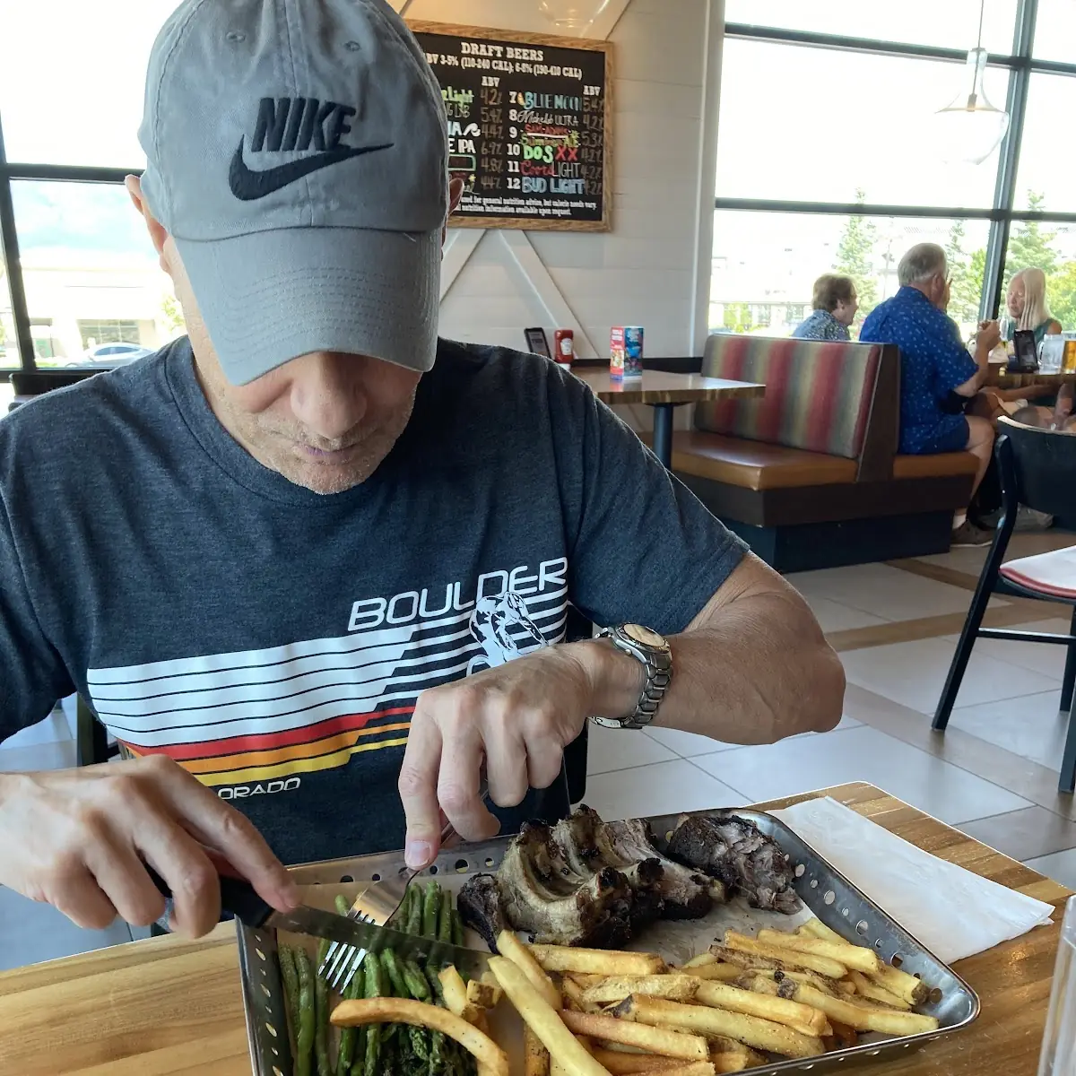 Baby Back Ribs with French Fries and Asparagus