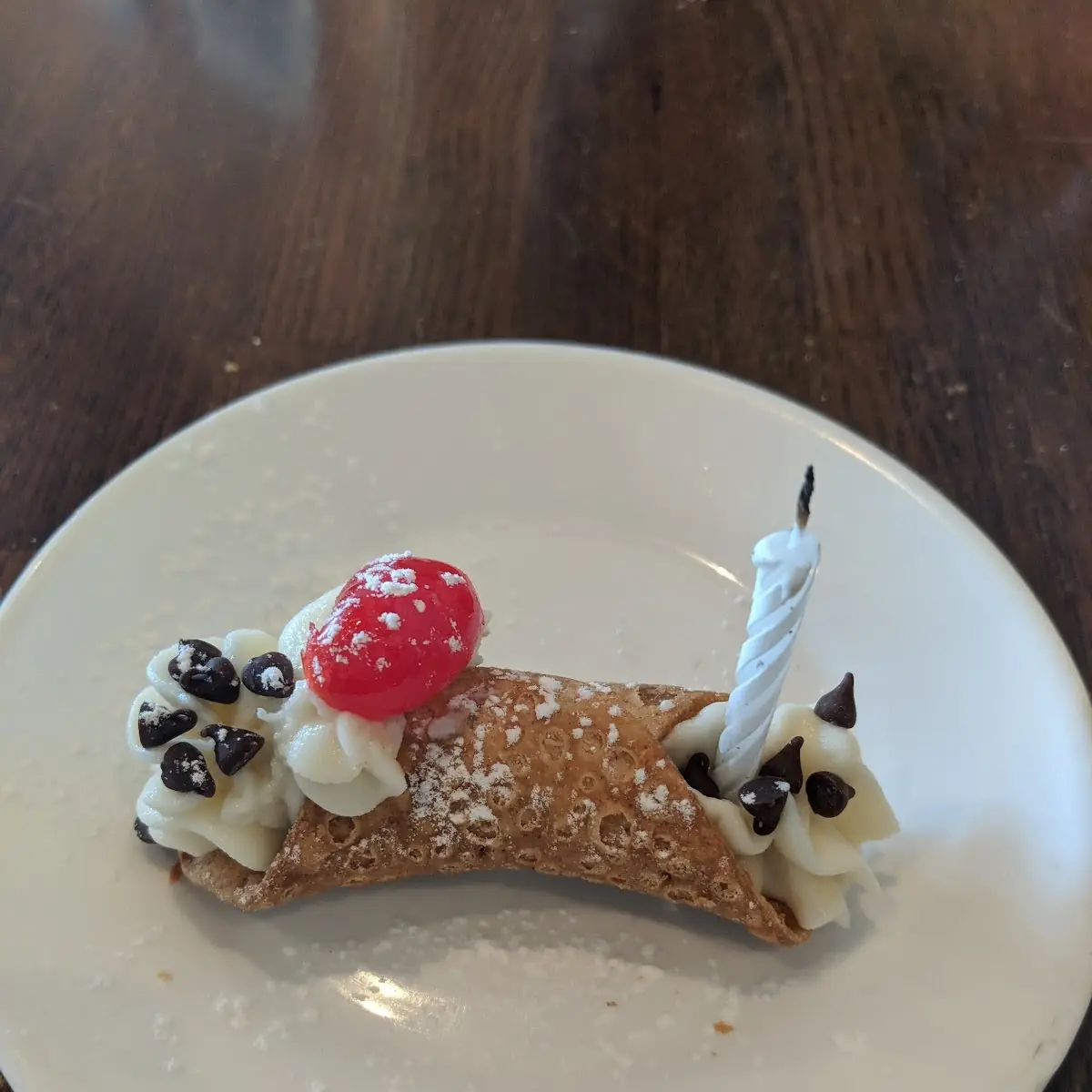 Chocolate Chip Cannoli with Cherry