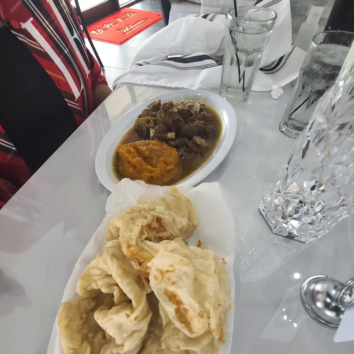 veg roti w chick peas & potato & pumpkin ( separated)