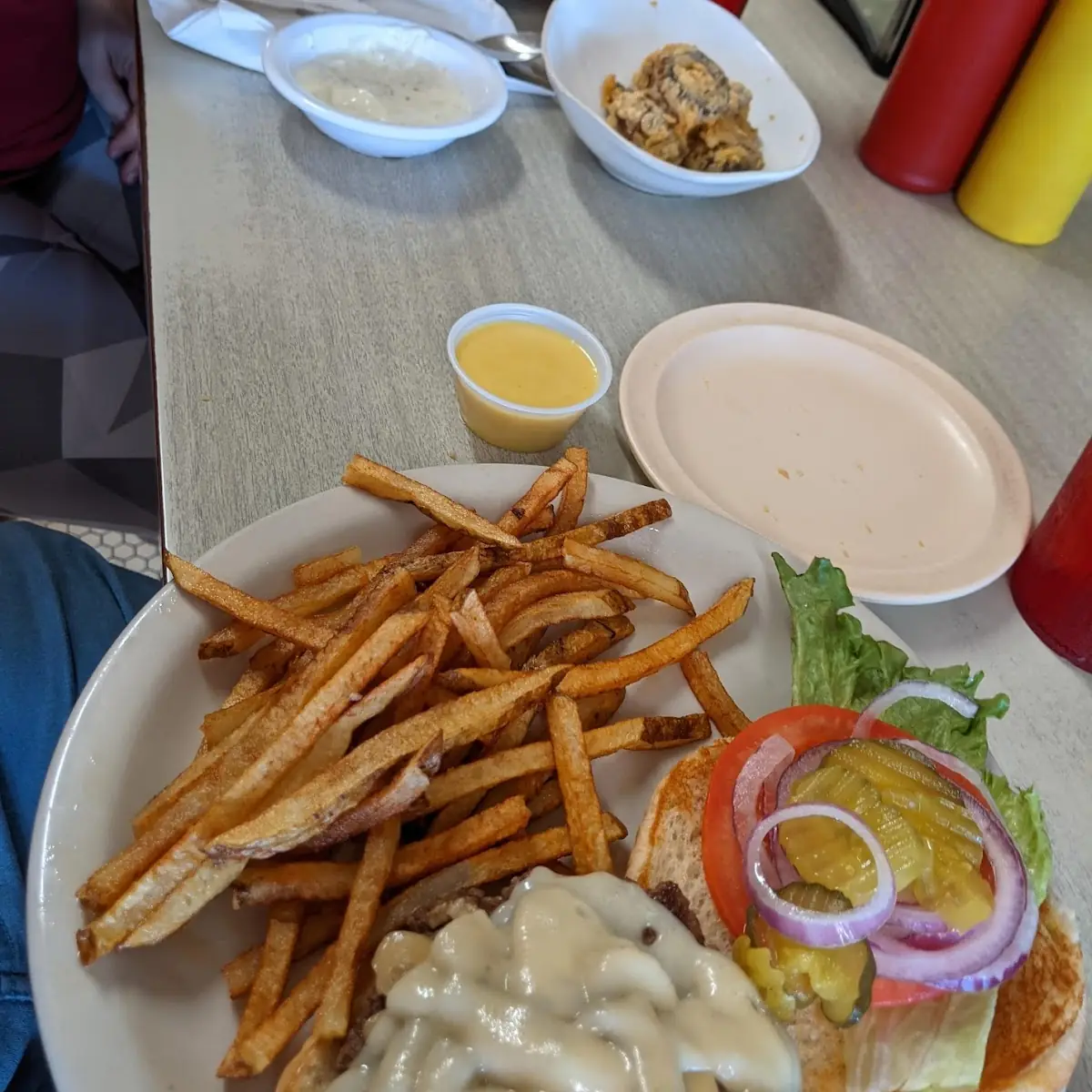 Onion Burger w Cheese & Fries