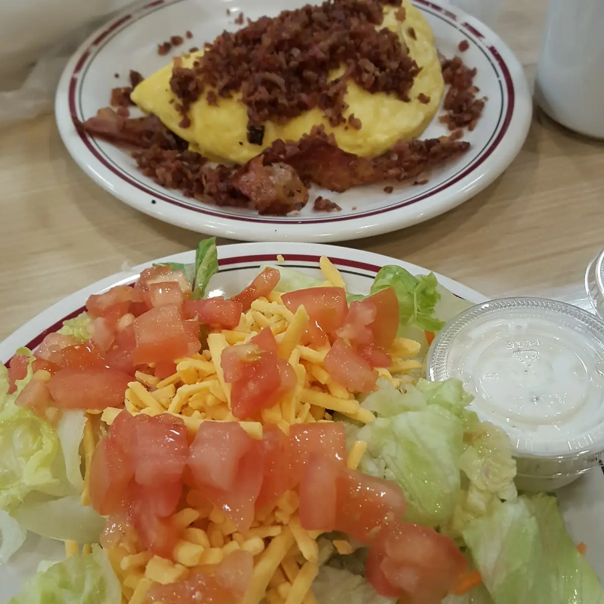 Side Salad and Bacon Omelette