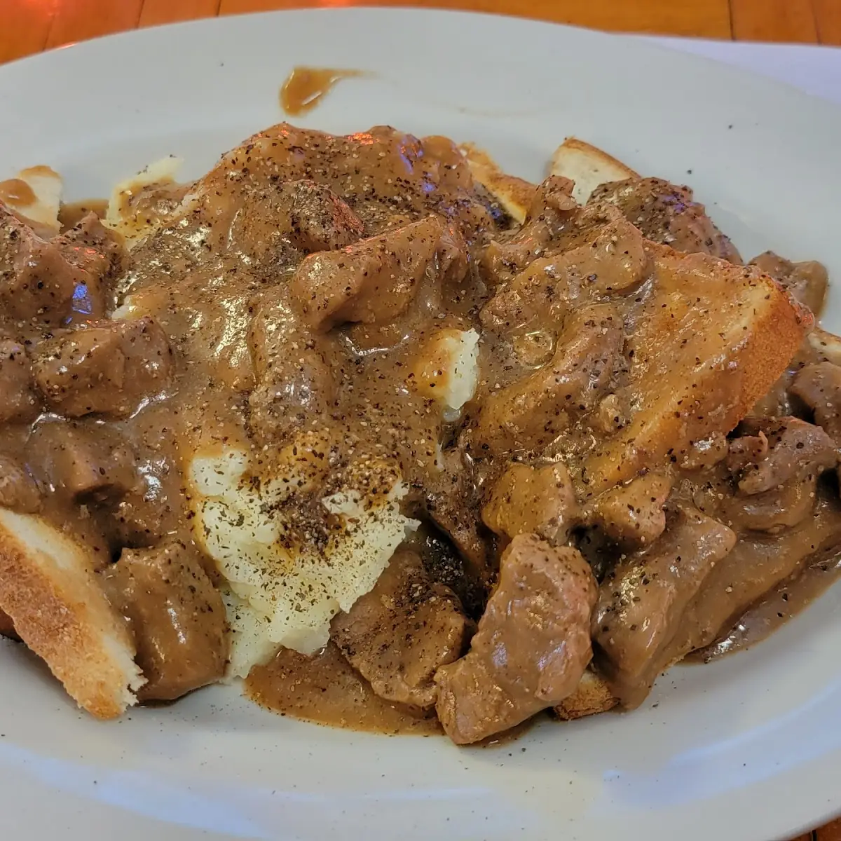 Beef Tips & Gravy Open Face Sandwiche