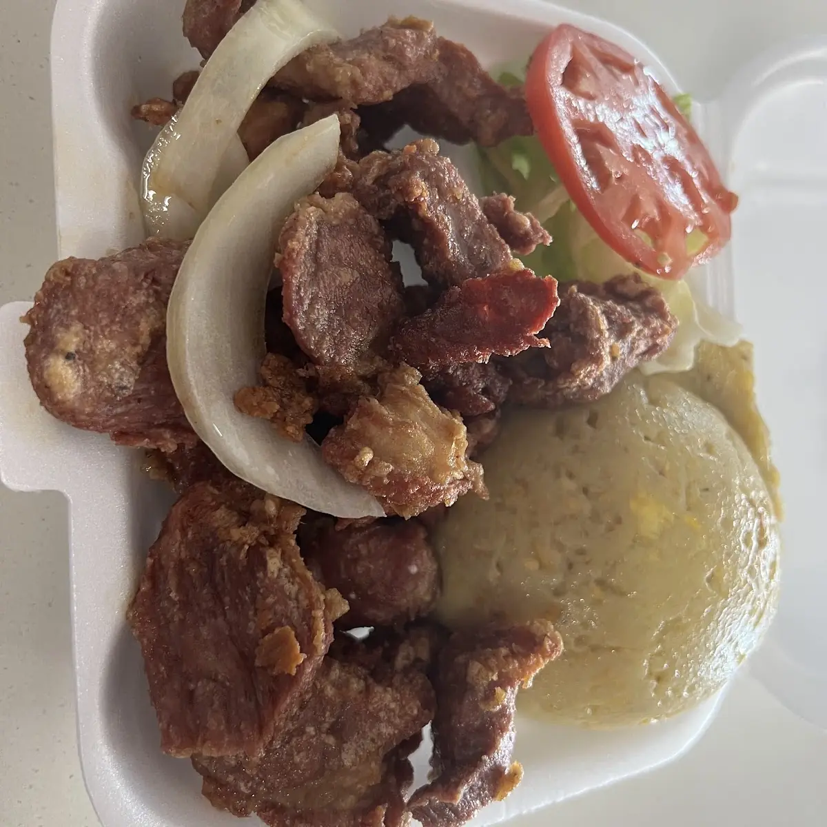 Carne Frita Con Mofongo
