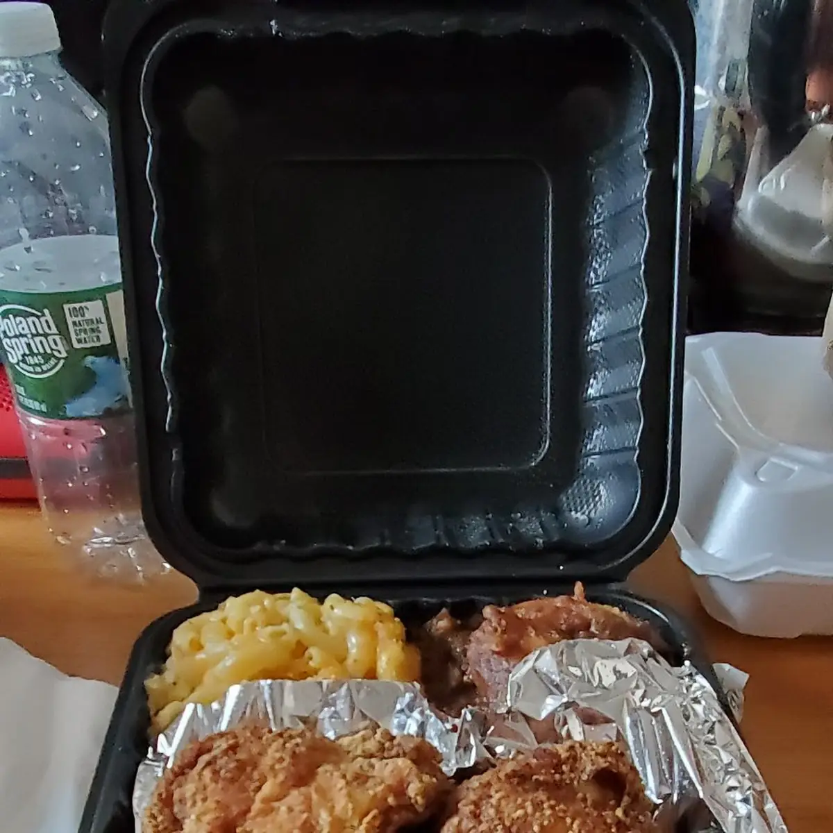 Fried Chicken with Mac and Cheese and Candy Yams