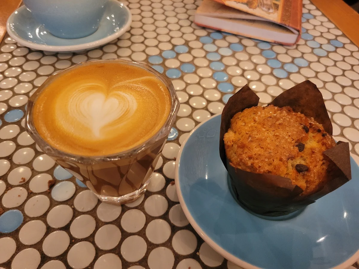 Flat White and Chocolate Chip Muffin