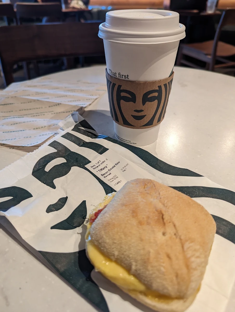 Breakfast Sandwich and Latte