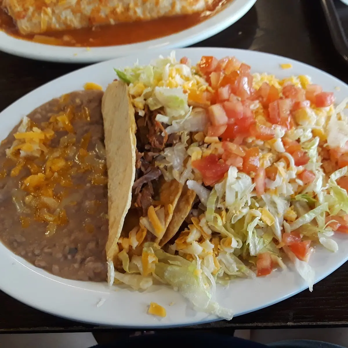 Shredded Beef Taco Plate with Spoiled Beans