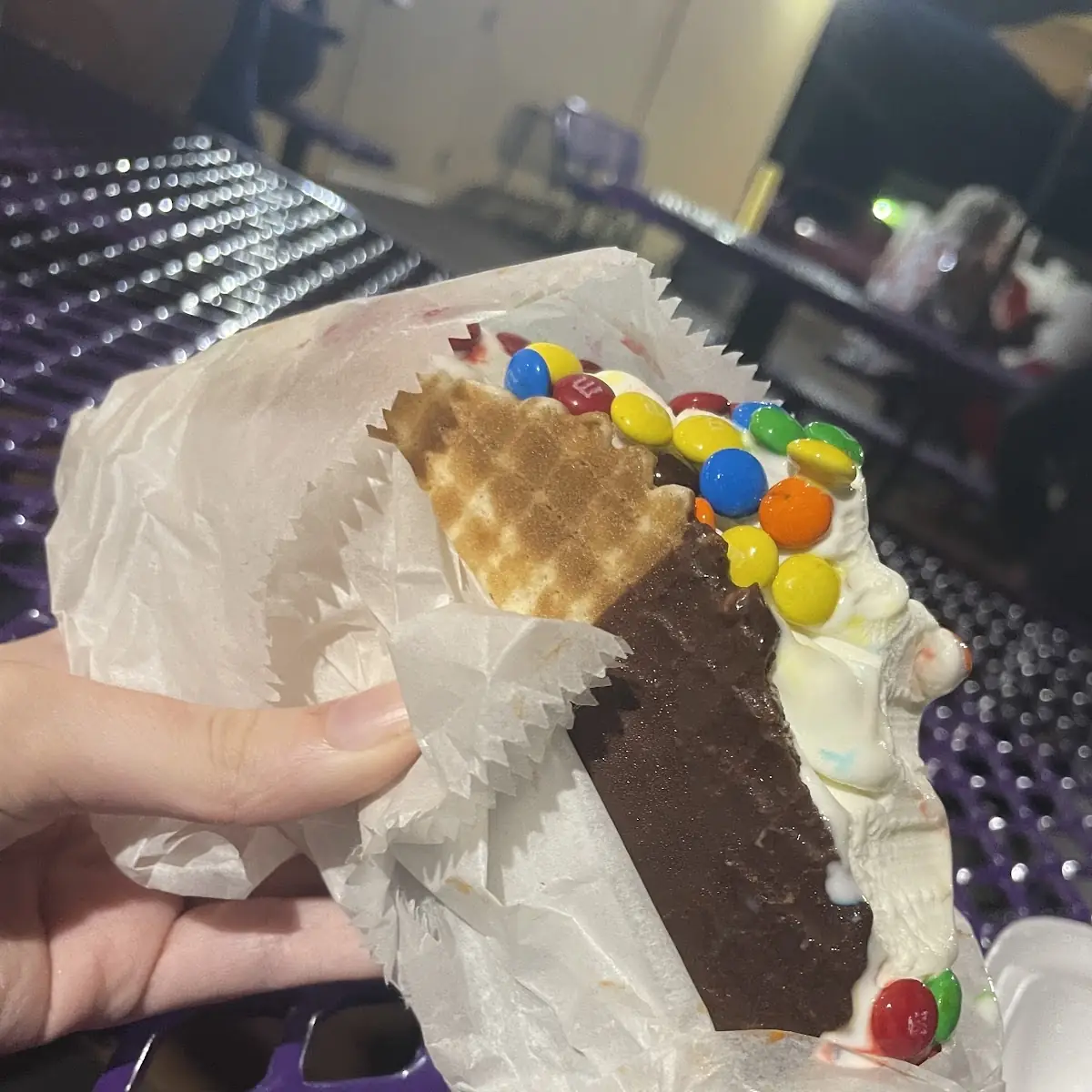 M and M Waffle Cone