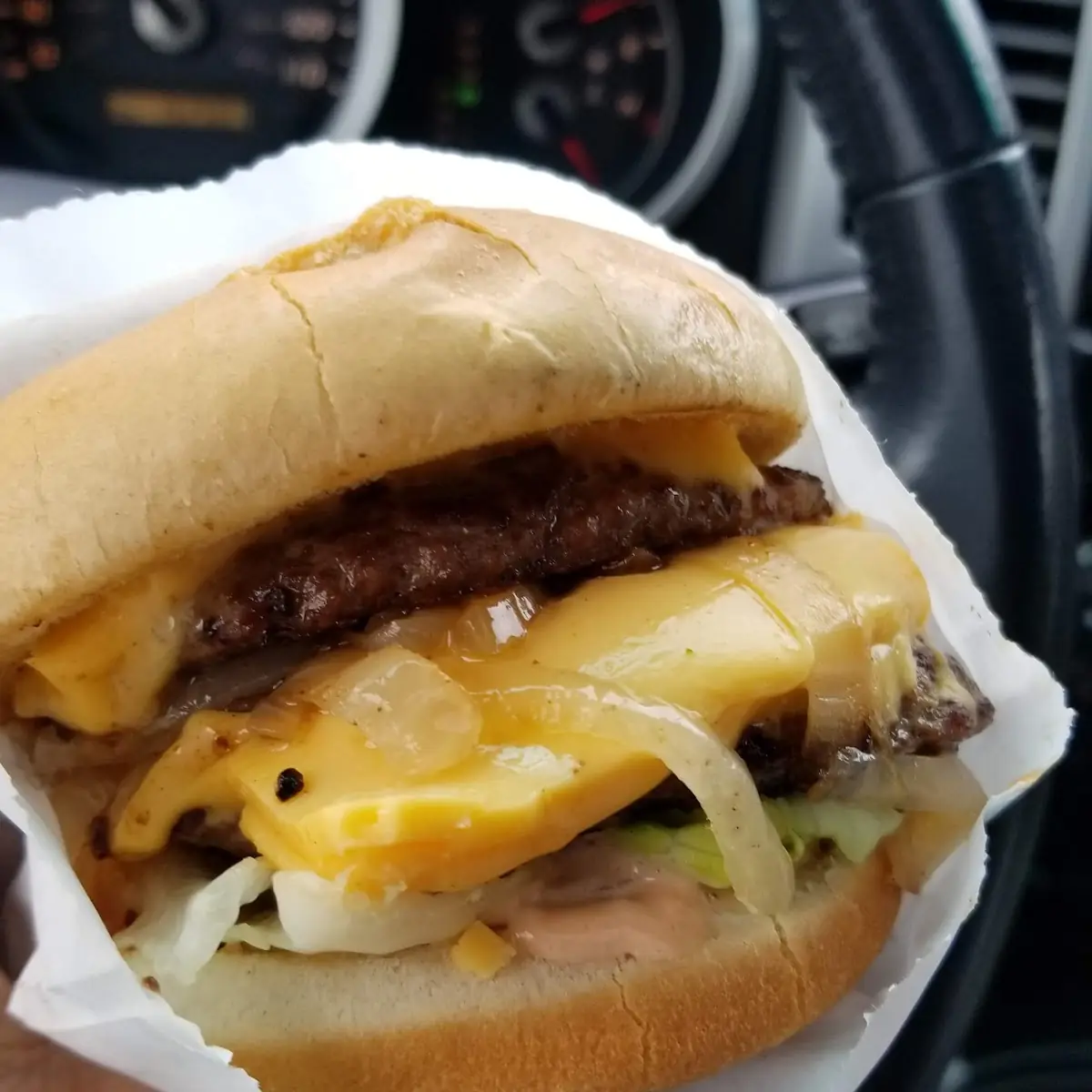 Double Cheeseburger Deluxe with Grilled Onions