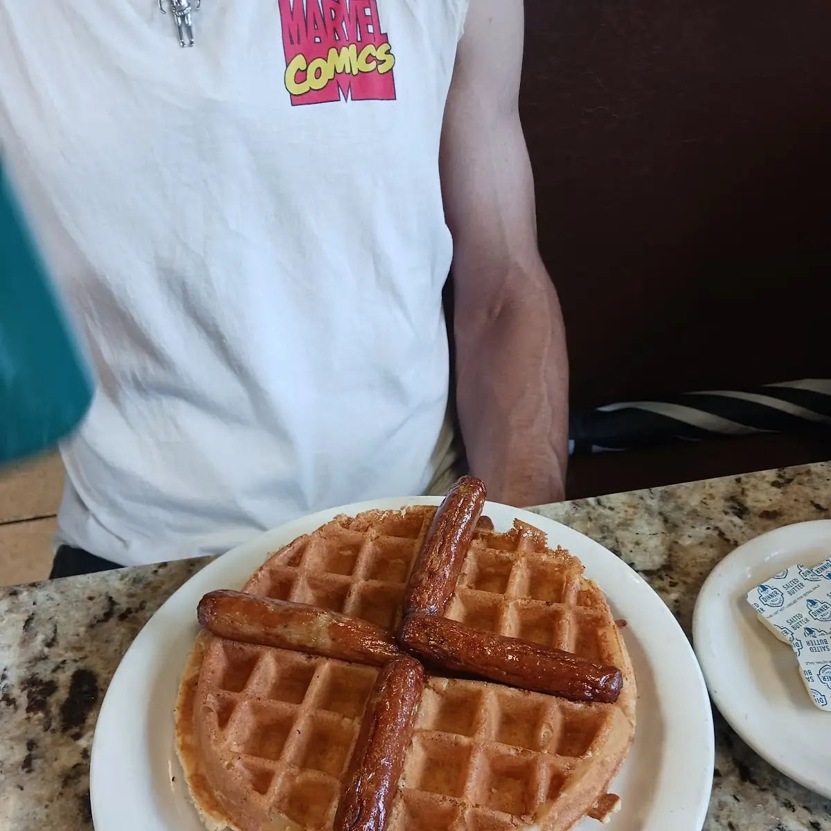 Belgian Waffle and Turkey Sausage