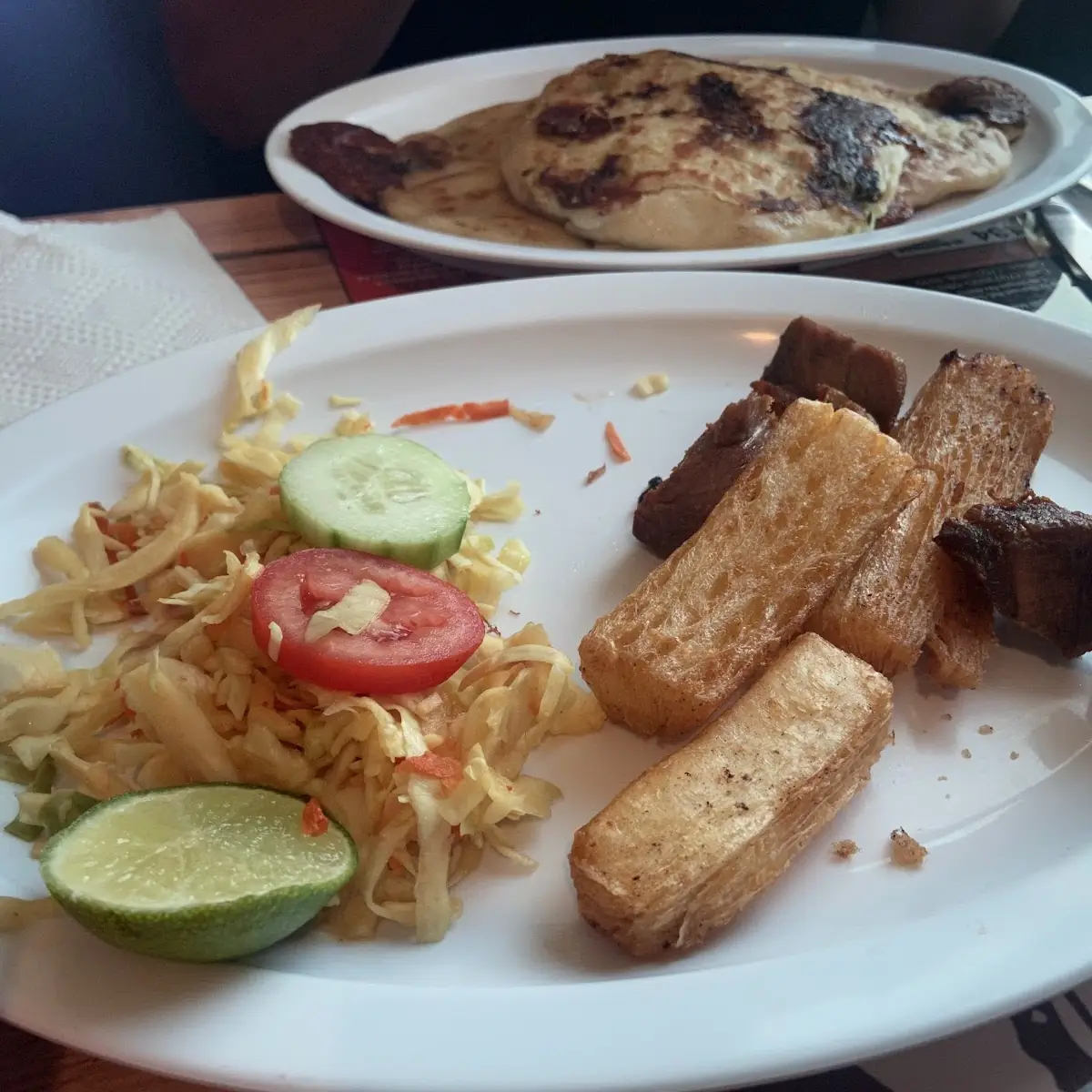 Yuca Frita O Cocida Con Chicharrón Fried or Boiled Cassava with Pork