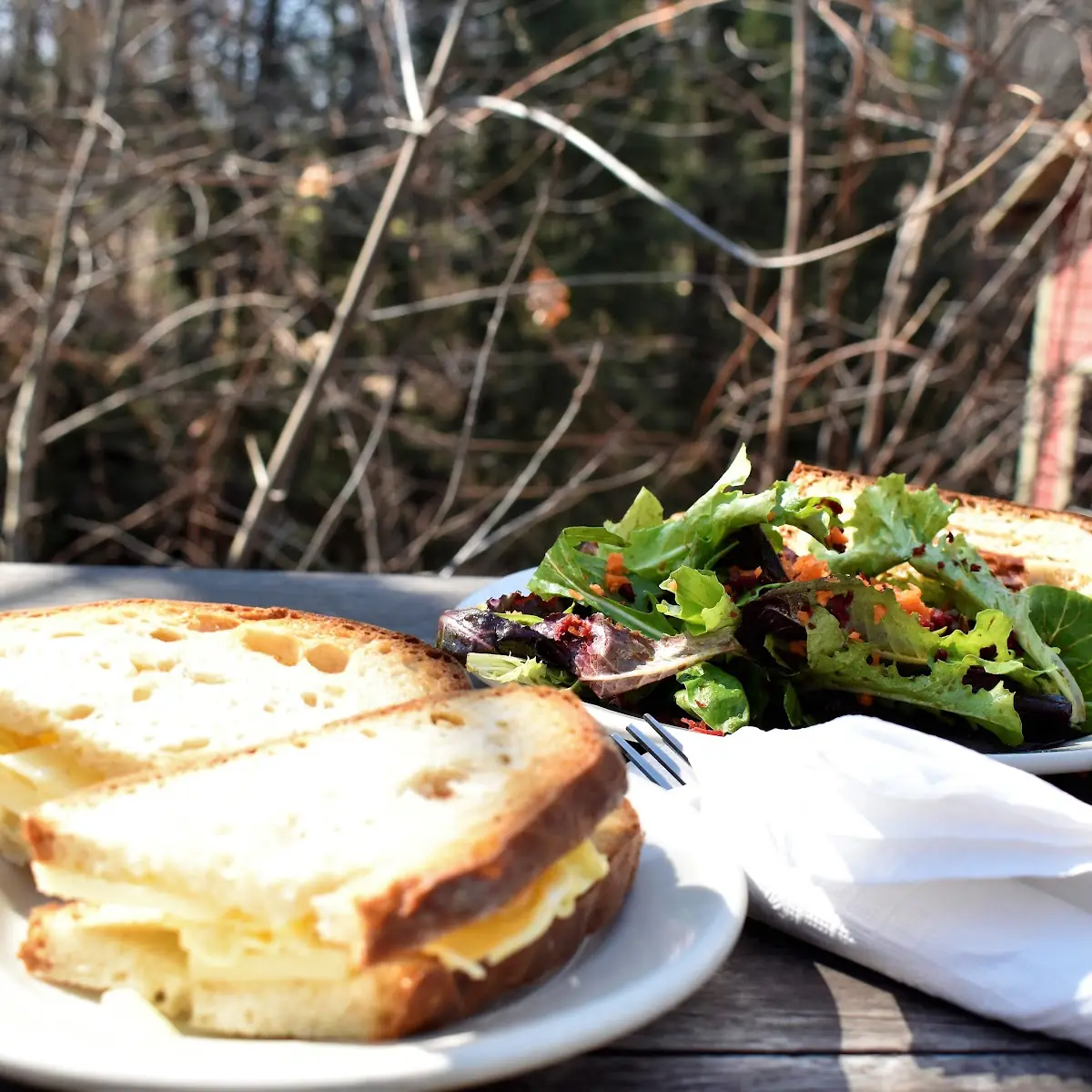 Scrambled Eggs & Chadder Brie with Apple Jam on Sour Dough Bread