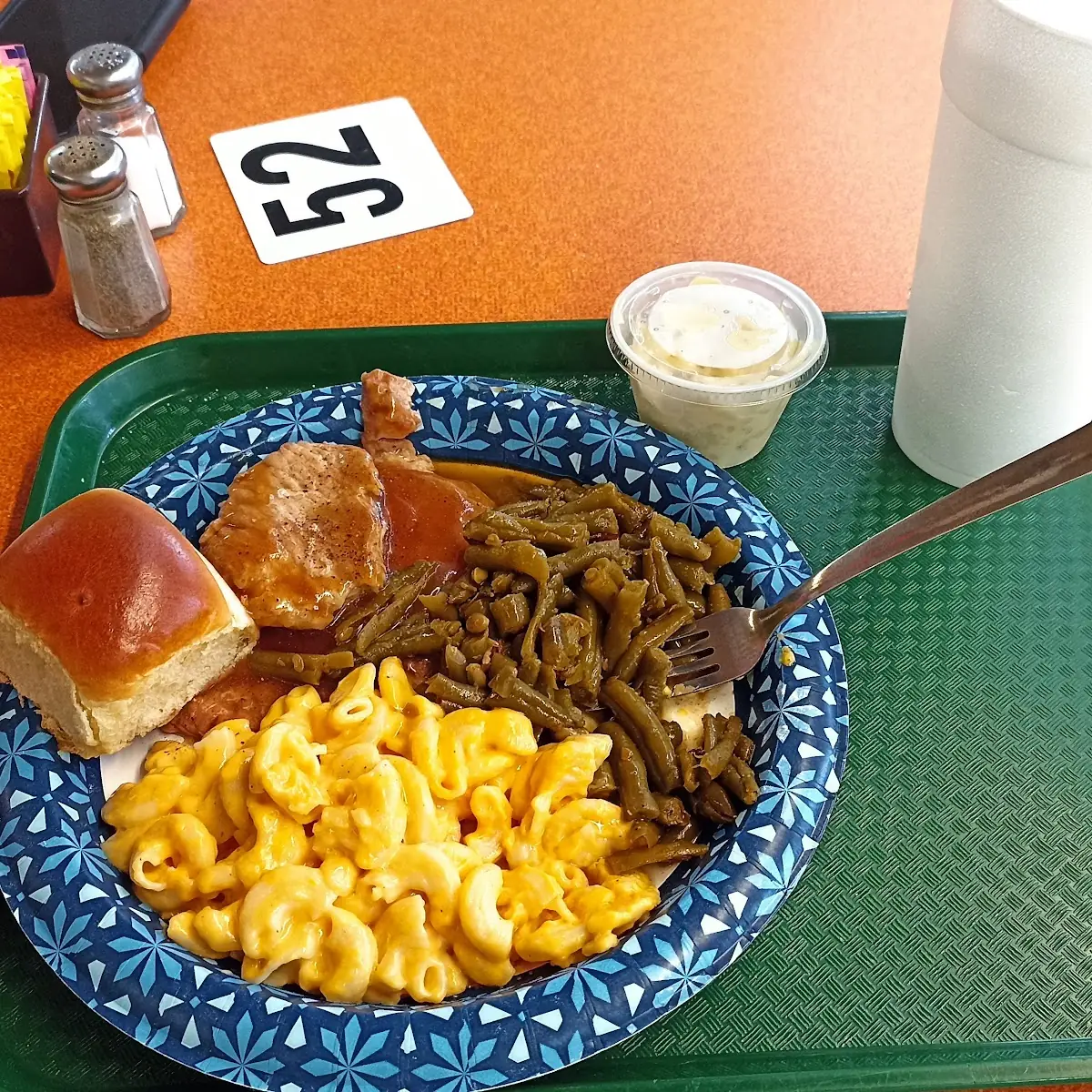 Pork Green Beans and Mac & Cheese