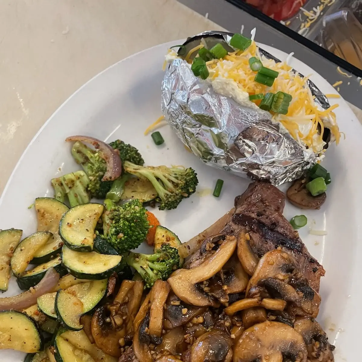 Ribeye and Loaded Baked Potato