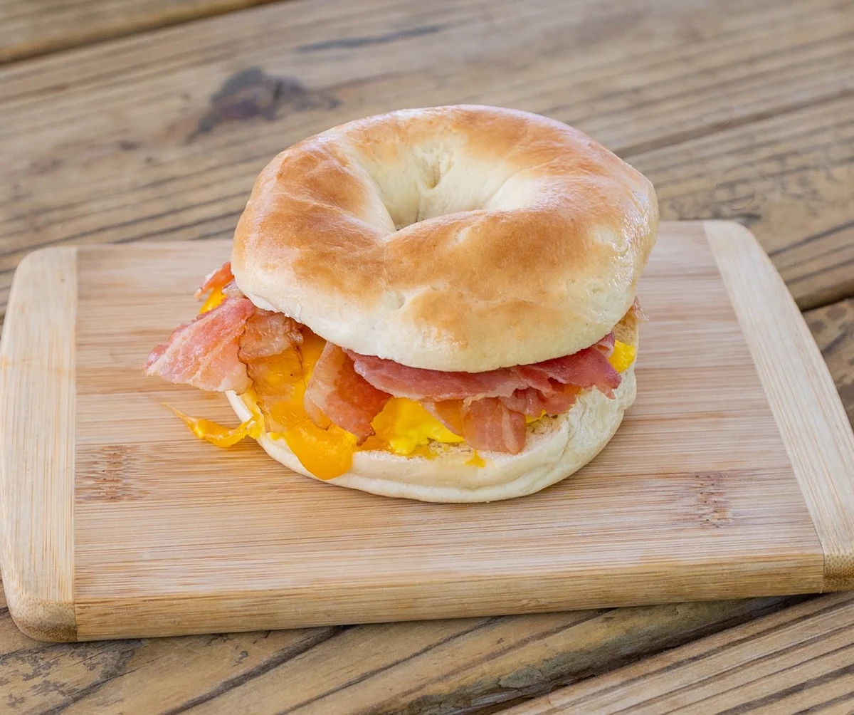 Bacon Egg and Cheddar Cheese Bagel