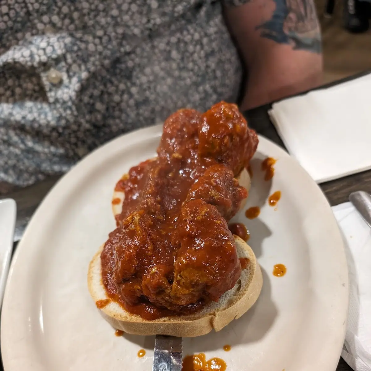 Open Faced Meatball Sandwich
