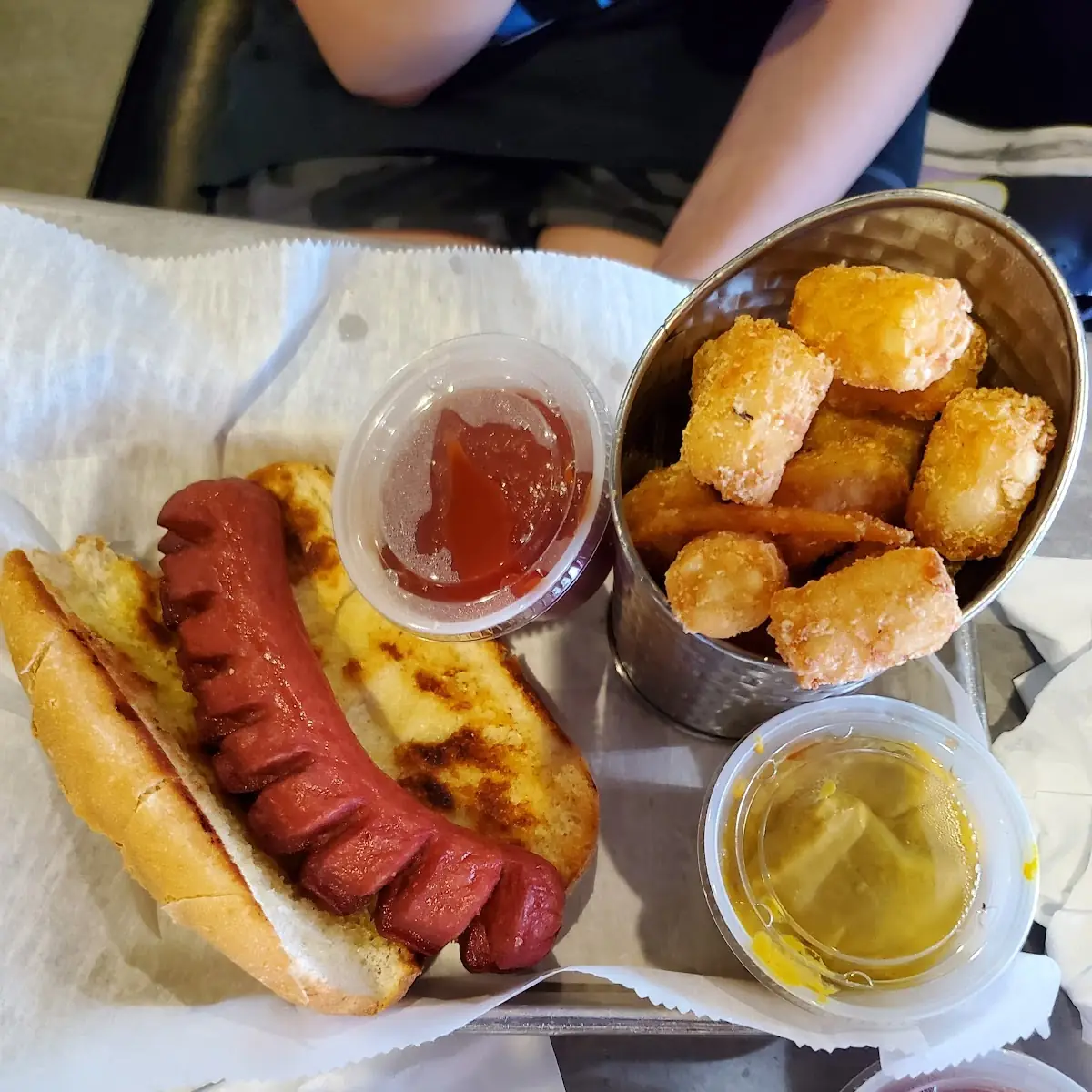 Plain Hot Dog with Tator Tots