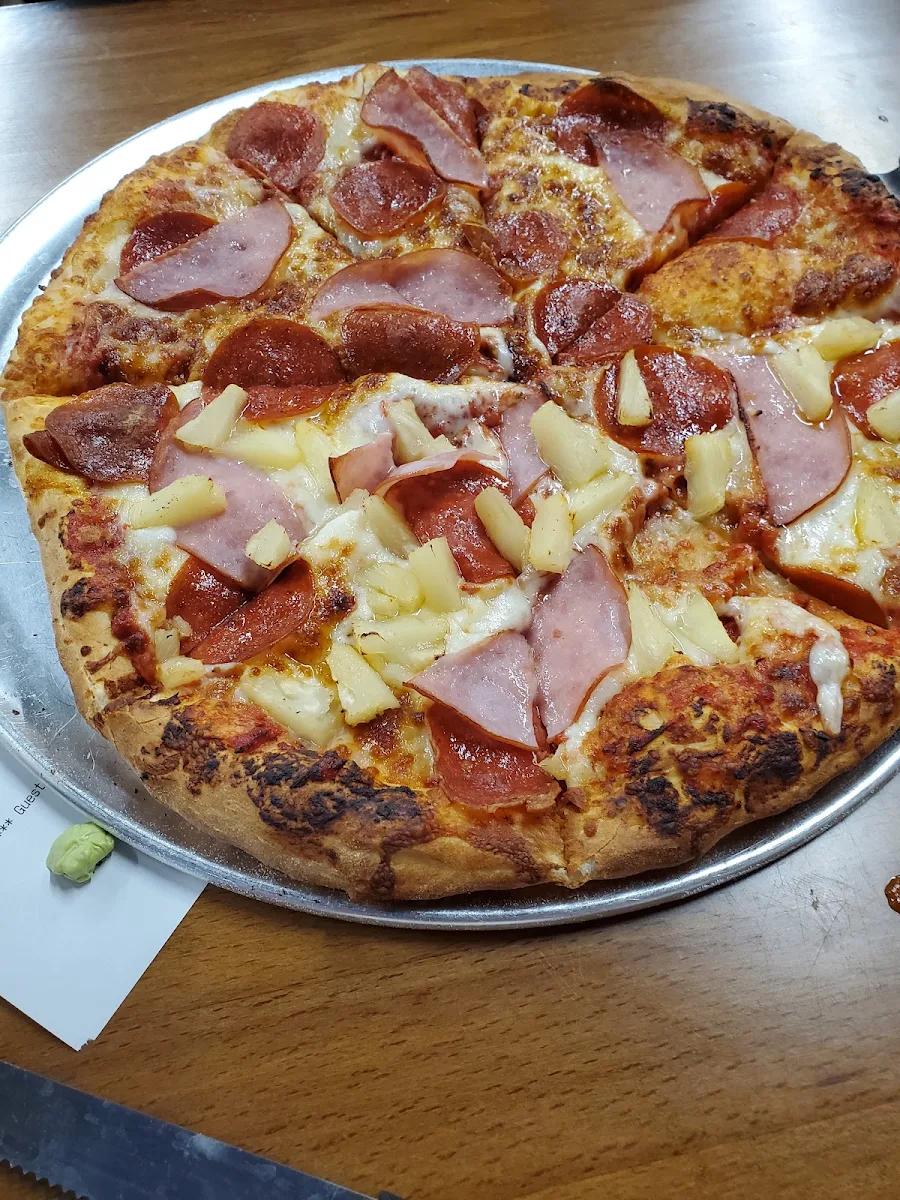 Thin Crust Pepperoni Canadian Bacon with Half Pineapple