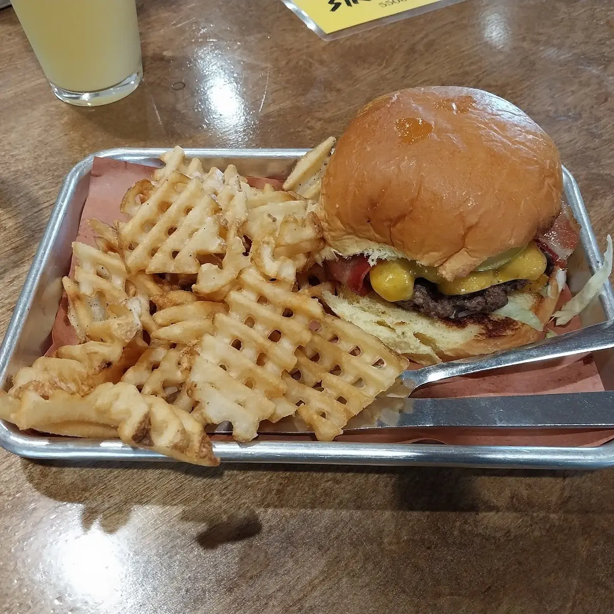 Smash Burger with Waffle Fries