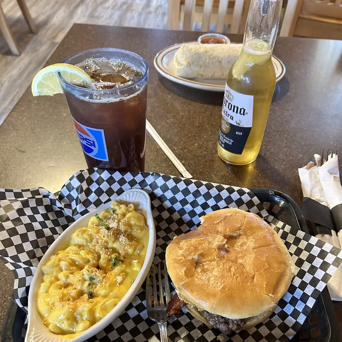 Peanut Butter Burger and Mac and Cheese