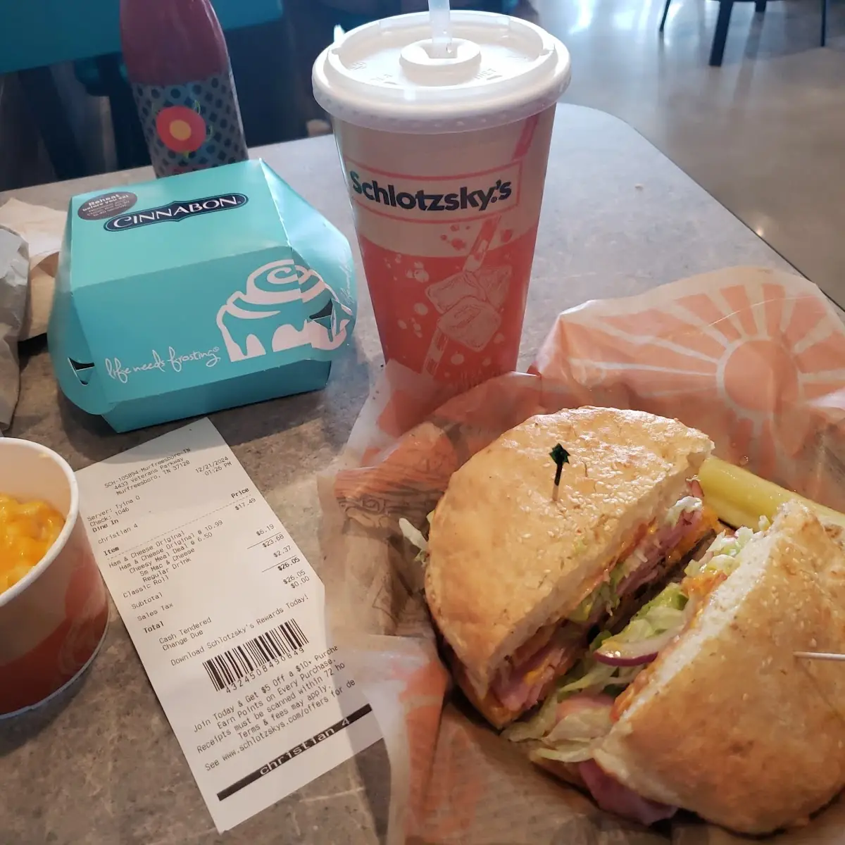 Combo Meal and Cinnamon Roll