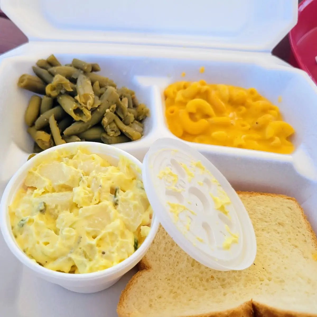 Potato Salad Green Beans Mac and Cheese
